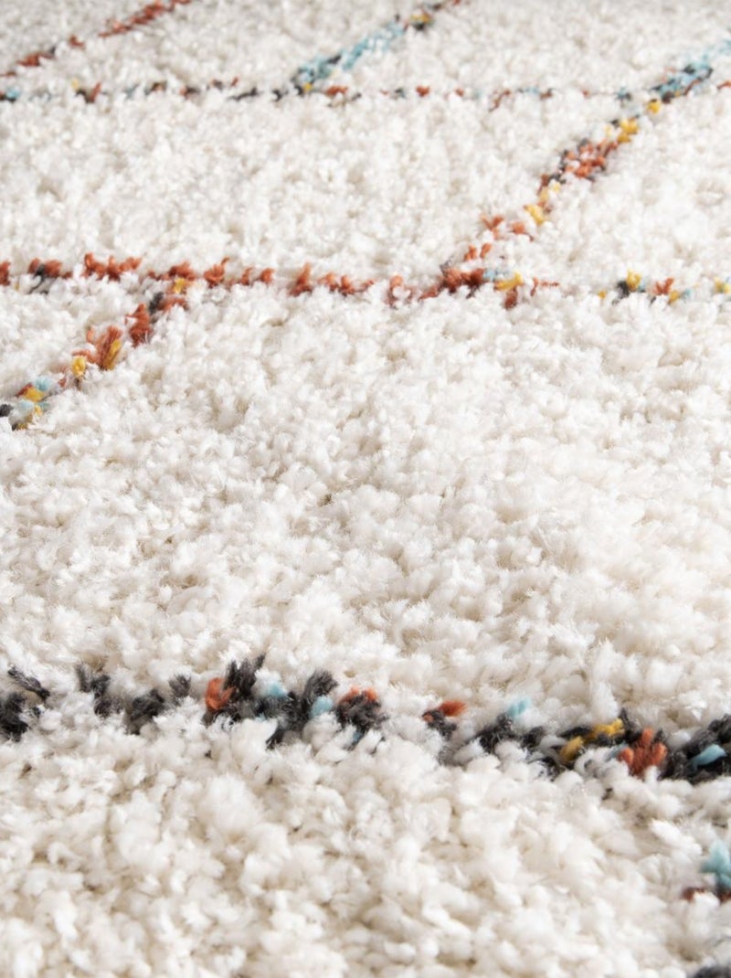 Tapis shaggy tissé motif berbère CHROMA 2 Ecru - Kiabi