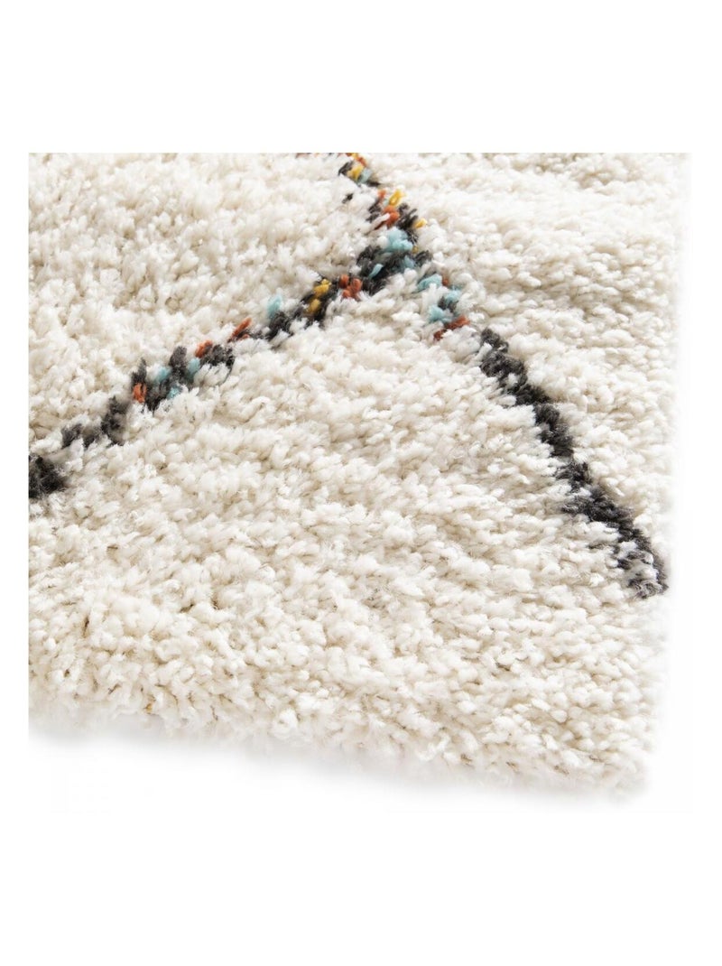 Tapis shaggy tissé motif berbère CHROMA 2 Ecru - Kiabi