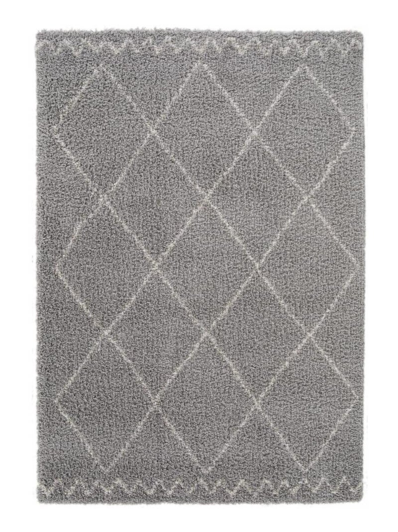 Tapis shaggy tissé motif berbère chroma 3 Gris - Kiabi