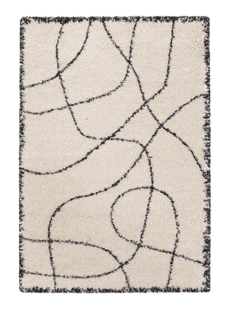 Tapis shaggy tissé motif berbère CROMA 10 Beige - Kiabi