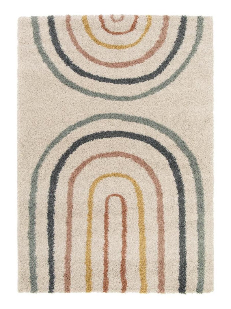 Tapis shaggy tissé motif géométrique AURORA 4 Bleu - Kiabi