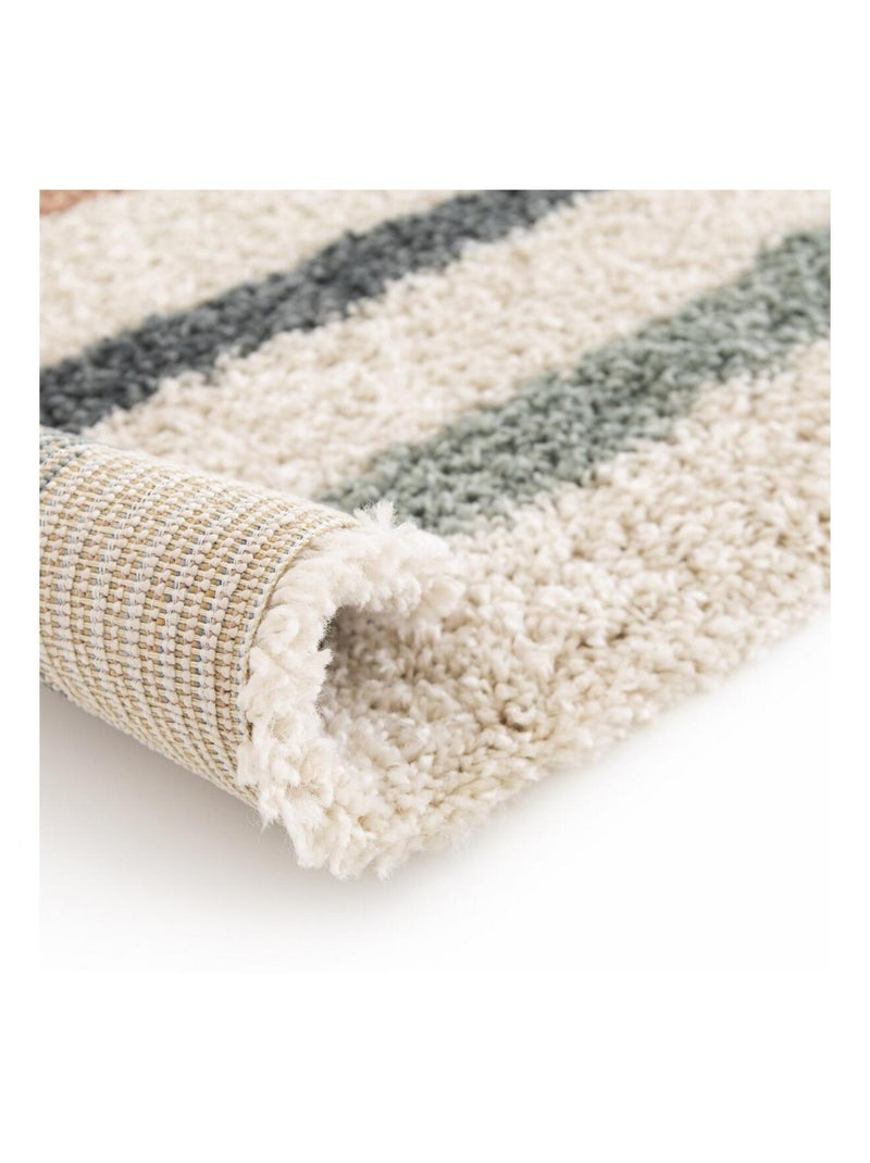 Tapis shaggy tissé motif géométrique AURORA 4 Bleu - Kiabi