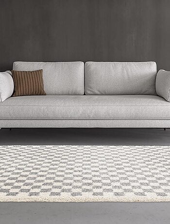 Tapis shaggy tissé motif géométrique avante