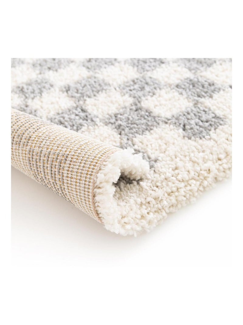 Tapis shaggy tissé motif géométrique AVANTE Gris - Kiabi