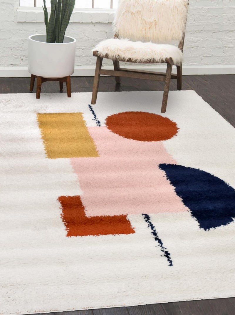 Tapis shaggy tissé motif géométrique EFAL-E Multicolore - Kiabi