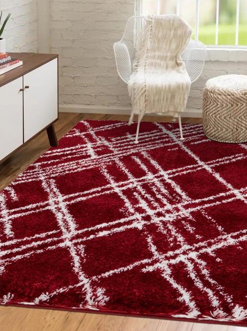 Tapis shaggy tissé motif géométrique EMBER 1 - Kiabi