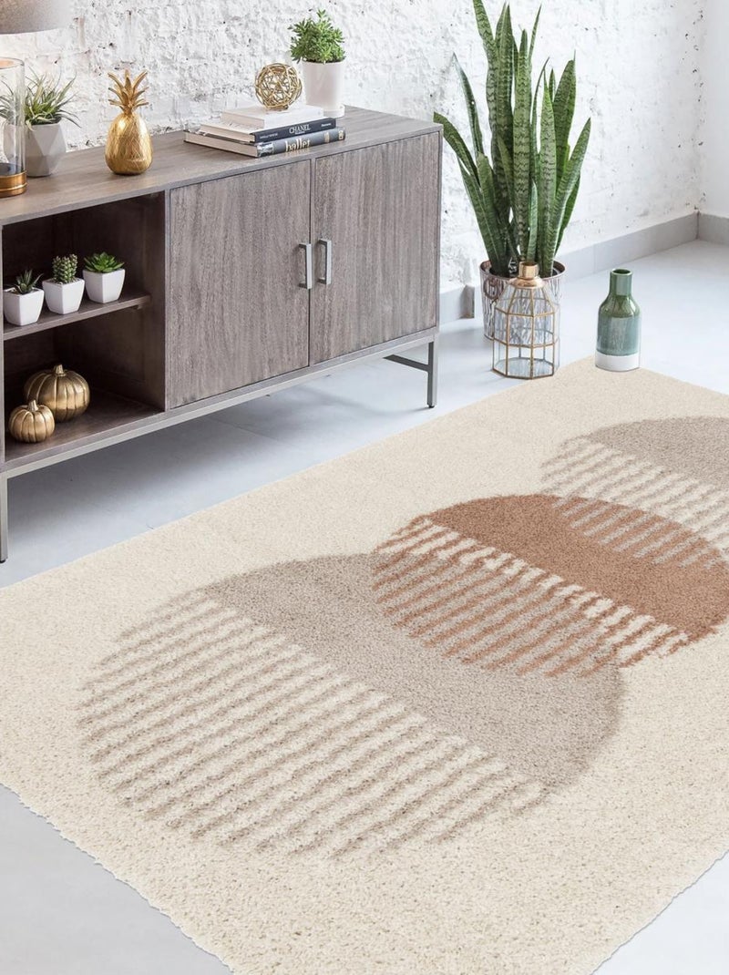 Tapis shaggy tissé motif géométrique GLIPSA Rose - Kiabi