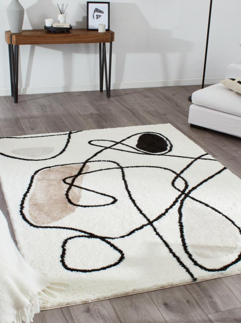 Tapis shaggy tissé motif géométrique INFINA 1 Beige - Kiabi