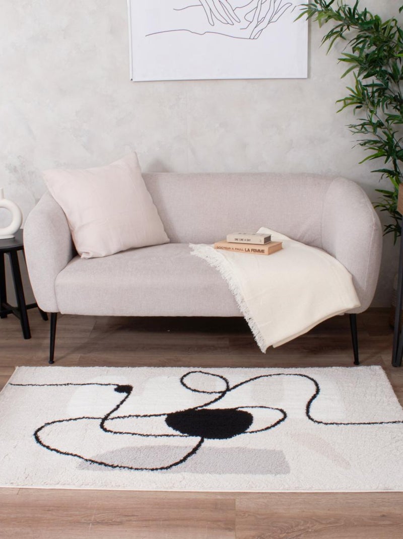 Tapis shaggy tissé motif géométrique INFINITA Ecru - Kiabi