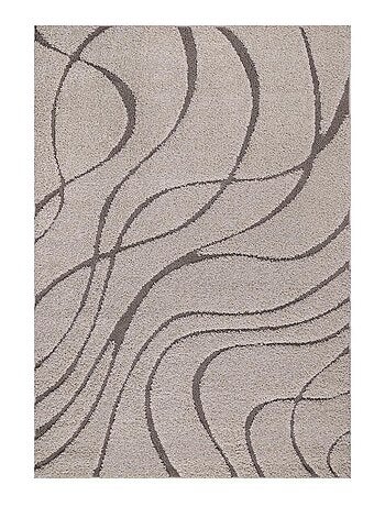 Tapis shaggy tissé motif géométrique POUDA
