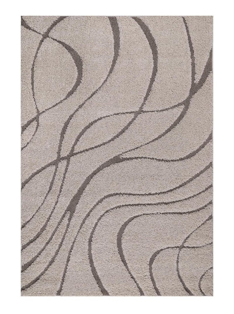 Tapis shaggy tissé motif géométrique POUDA Beige - Kiabi