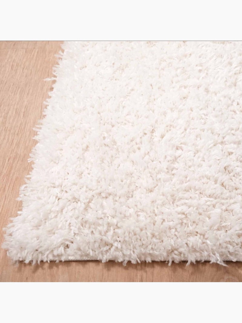 Tapis shaggy tissé motif uni lyn4 unila Ecru - Kiabi