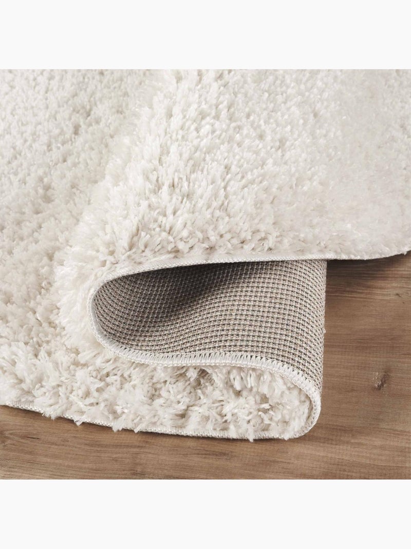 Tapis shaggy tissé motif uni lyn4 unila Ecru - Kiabi