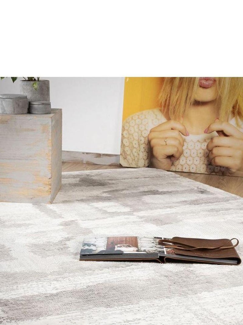 Tapis taupe abstrait moderne poils ras Jacobs Taupe - Kiabi