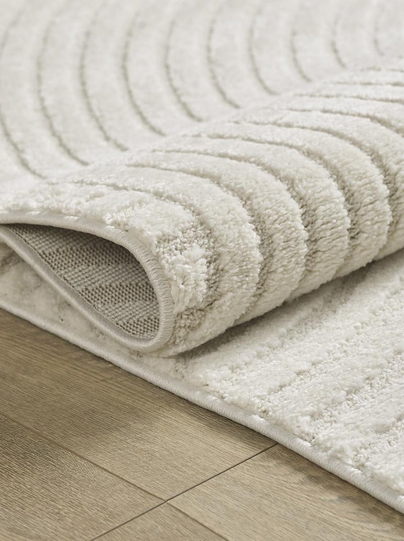 Tapis tissé à motif simple LYN9 B pour salon et chambre à coucher Ecru - Kiabi