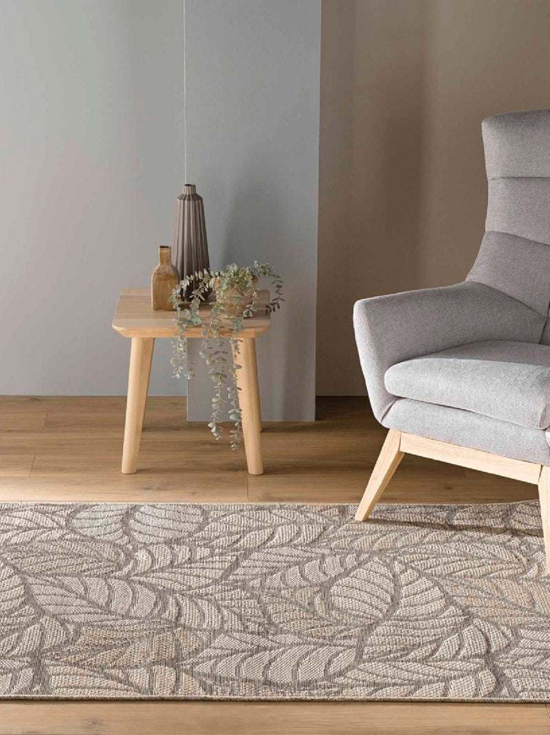 Tapis Tissé Feuilles Beige clair - Kiabi