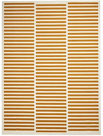 Tapis tissé rayures horizontales, motif graphique épuré, lyn49 nat