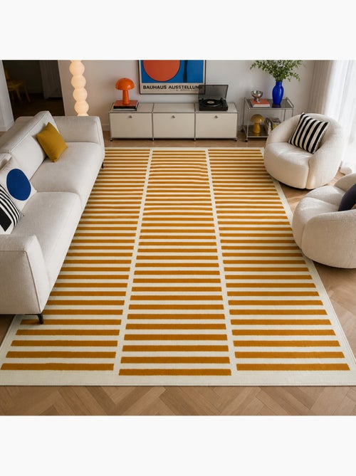 Tapis tissé rayures horizontales, motif graphique épuré, lyn49 nat - Kiabi