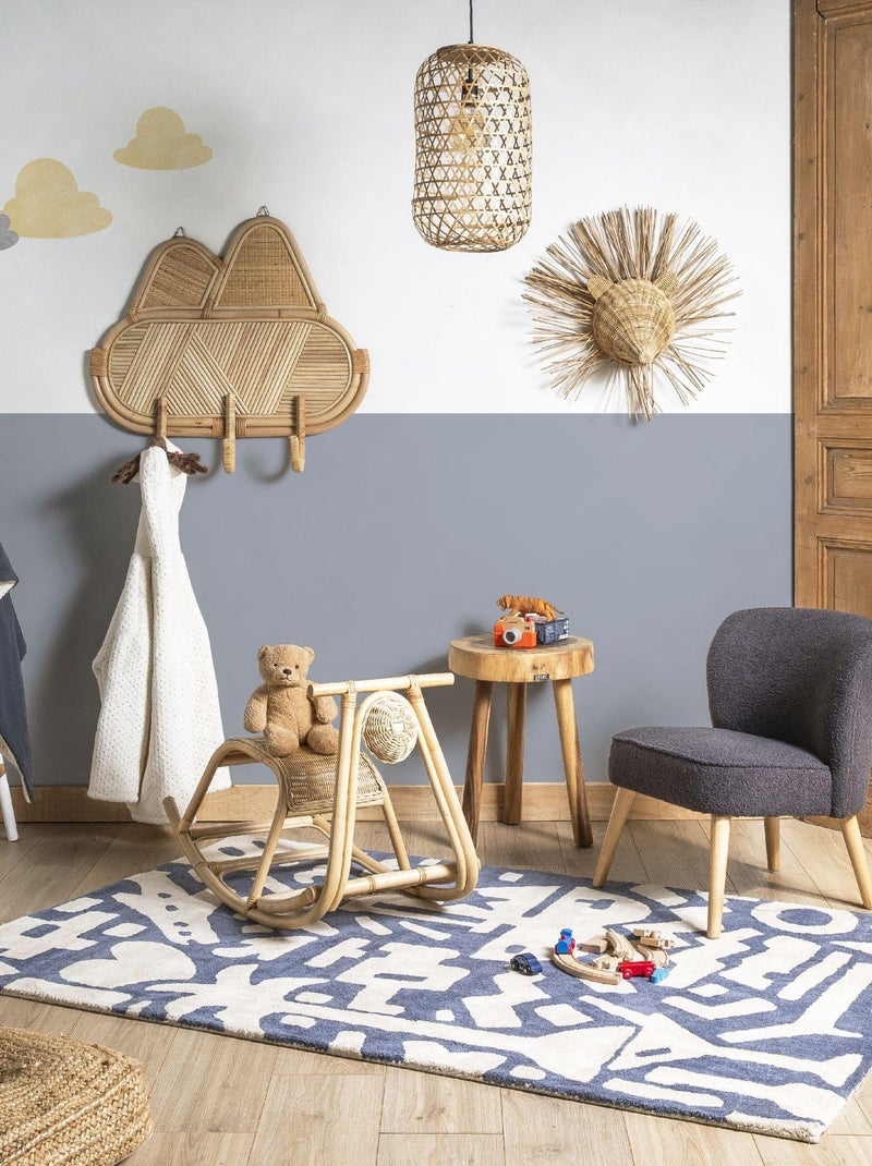 Tapis tufté en coton BYSEA 'Deko&co' Bleu Beige - Kiabi