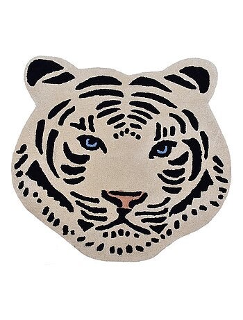 Tapis tufté en coton forme Tigre BLANC 'Deko&co'