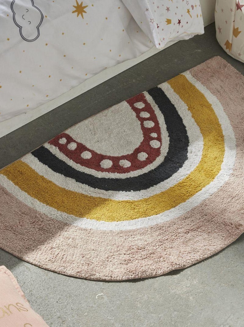 Tapis tufté enfant coton ARC EN CIEL Rose - Kiabi