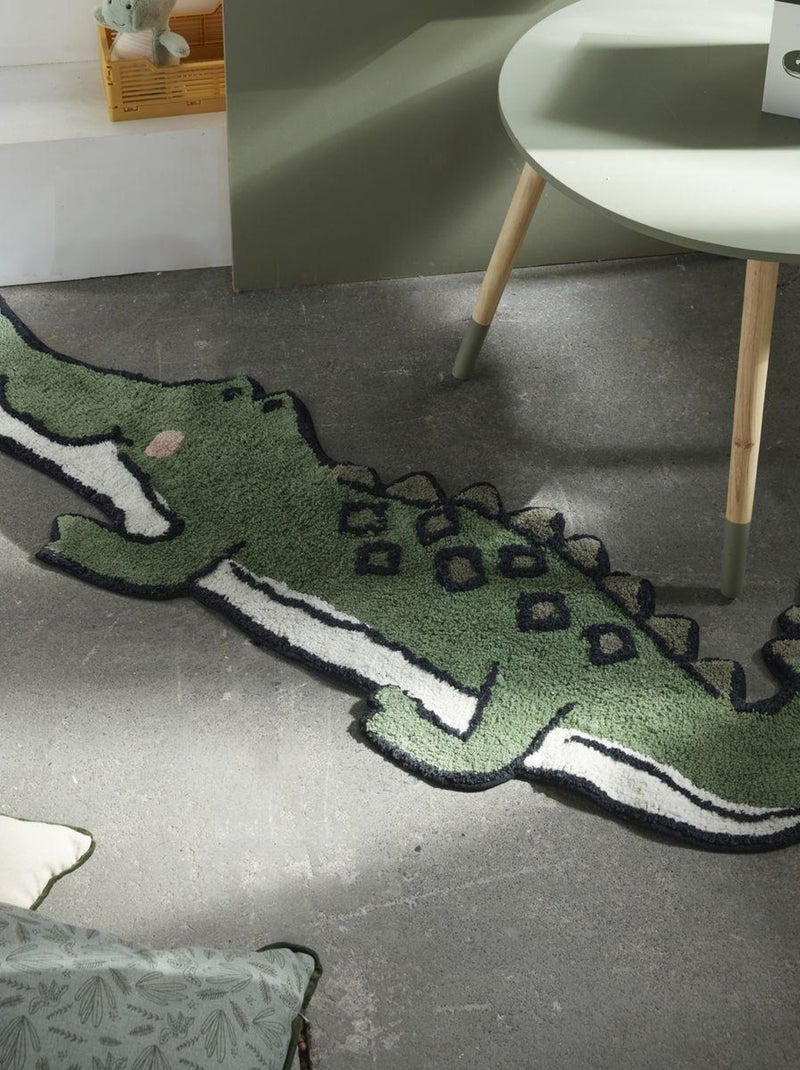 Tapis tufté enfant coton CROCODILE Vert - Kiabi