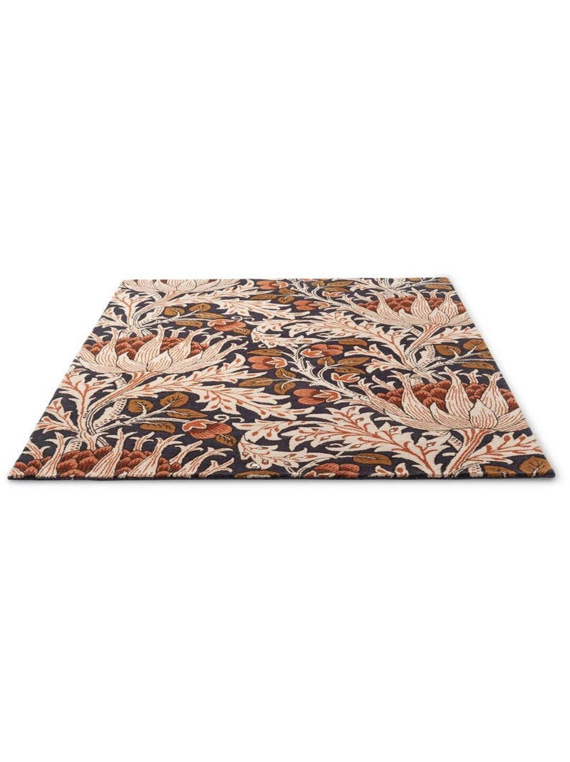 Tapis tufté main laine floral moderne Artichoke Ambre - Kiabi