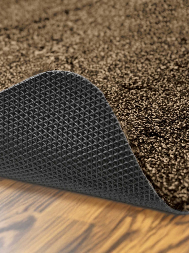 Tapis ultra-absorbant en fibres mélangées pour l’entrée Marron chocolat - Kiabi