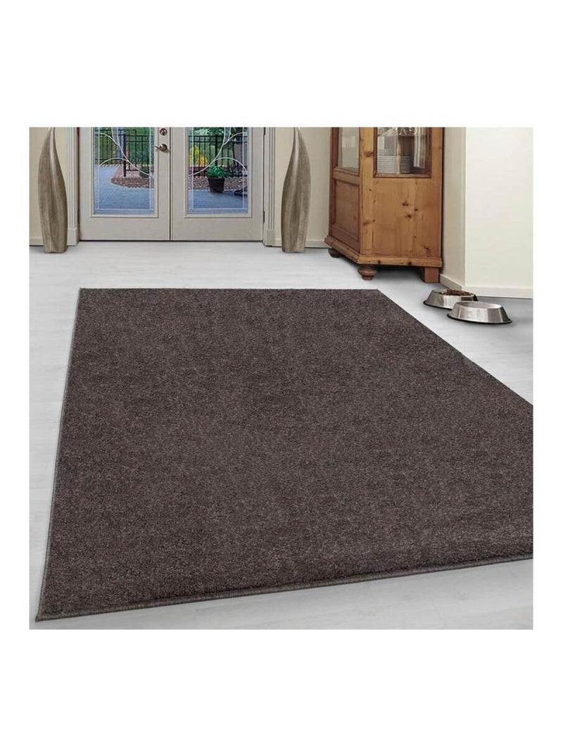 Tapis uni à courtes mèches pour salon Rush Marron - Kiabi