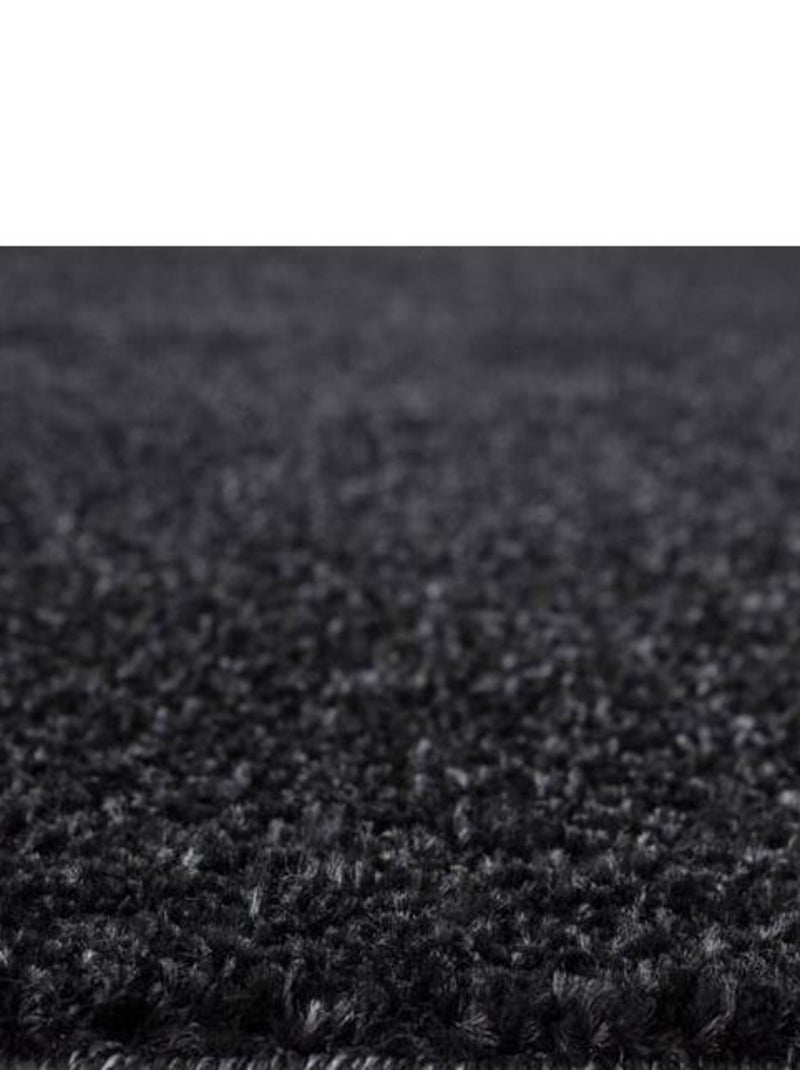 Tapis uni à courtes mèches pour salon Rush Noir Gris anthracite - Kiabi