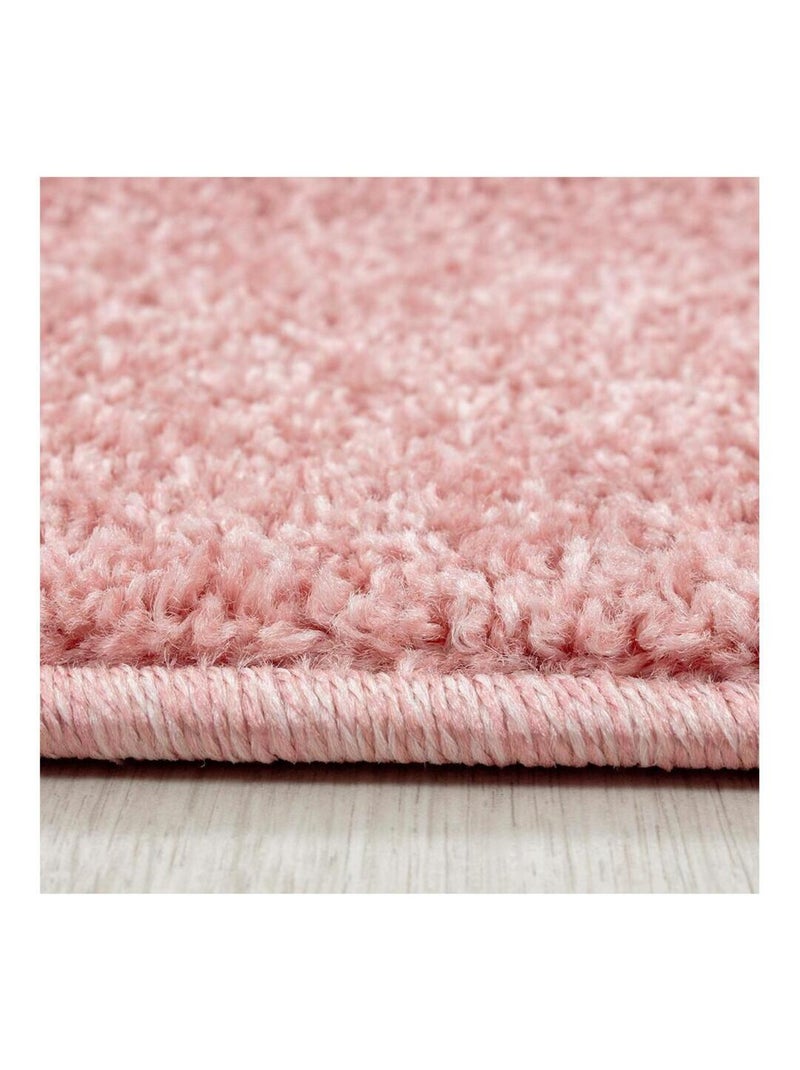 Tapis uni à courtes mèches pour salon Rush Noir Rose - Kiabi