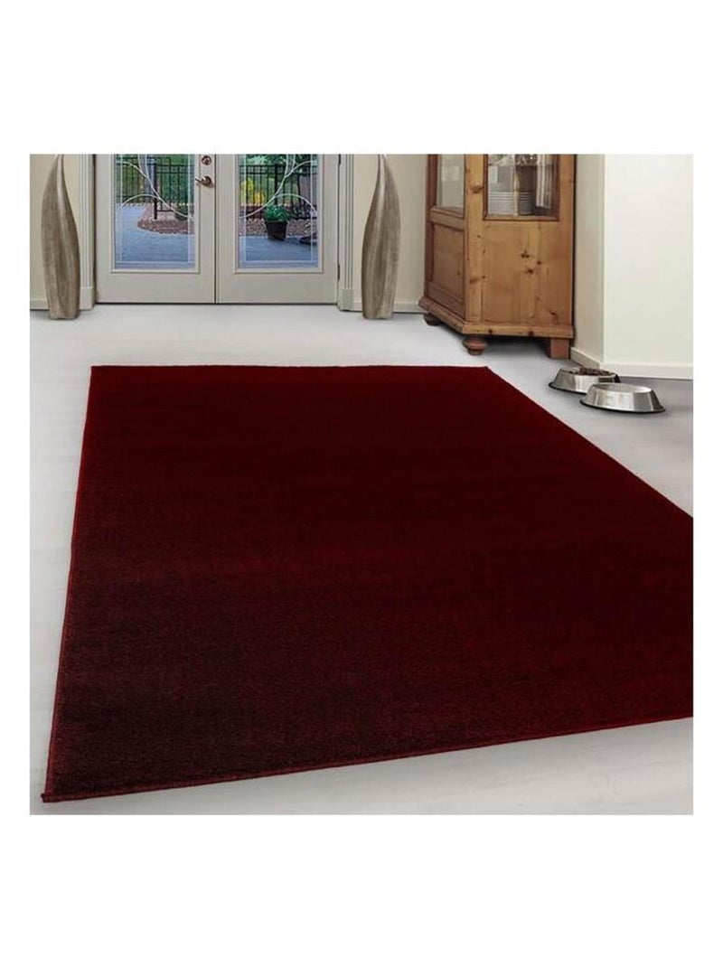 Tapis uni à courtes mèches pour salon Rush Rouge - Kiabi
