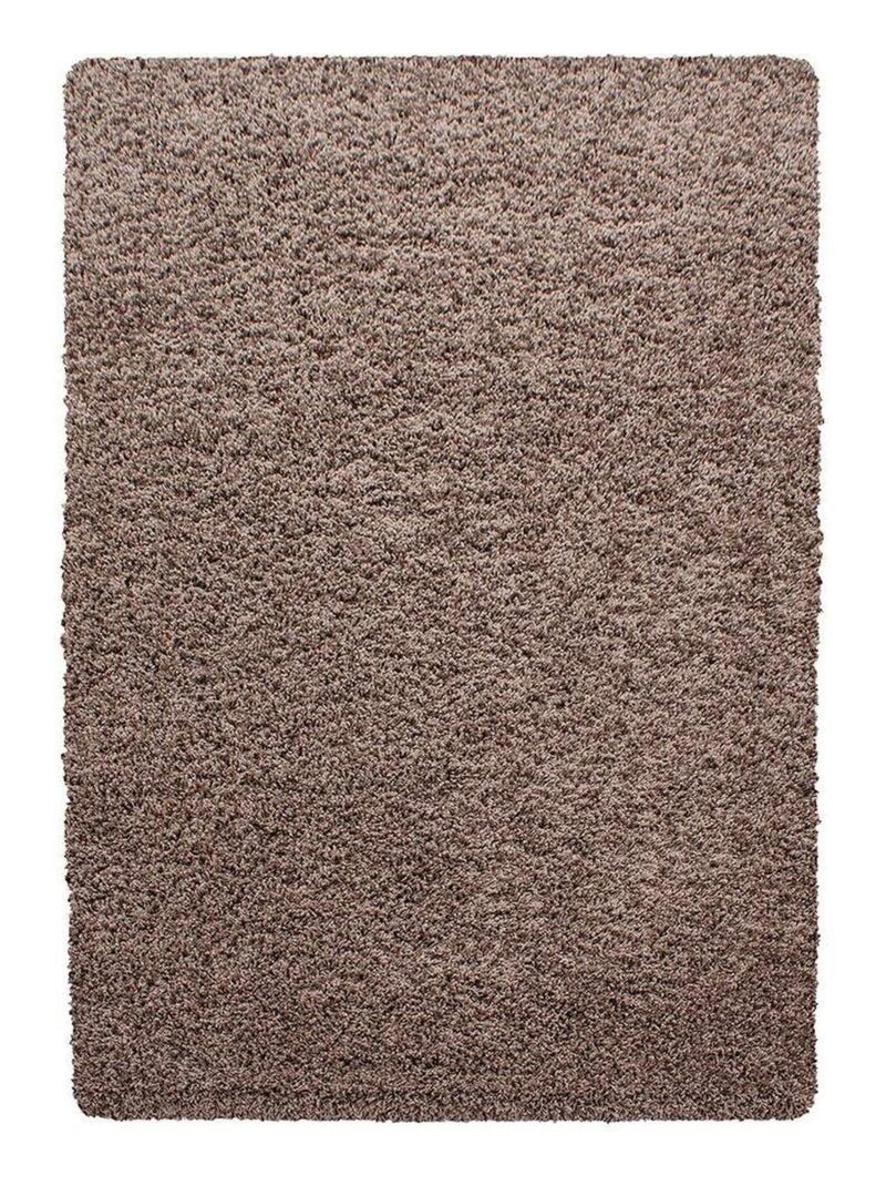 Tapis uni à longues mèches rectangle Swirls Marron cappuccino - Kiabi