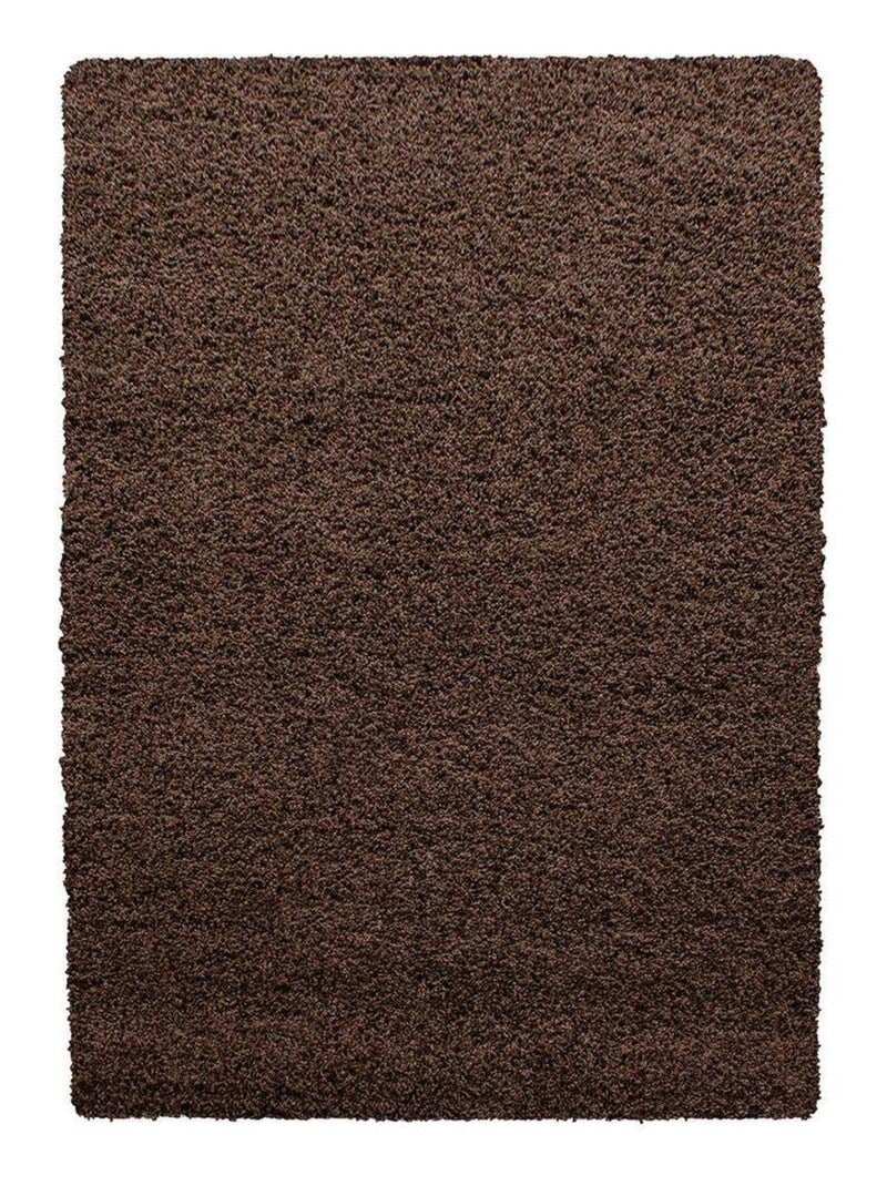 Tapis uni à longues mèches rectangle Swirls Marron - Kiabi