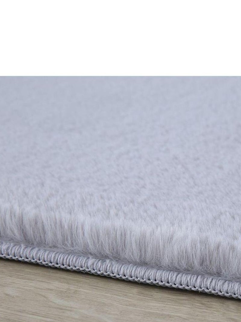 Tapis uni doux à courtes mèches Hector Argenté - Kiabi