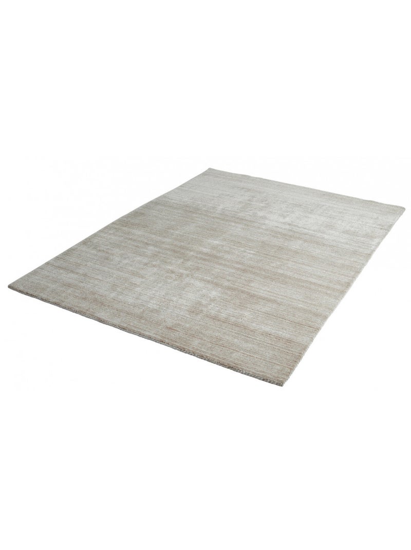 Tapis uni en laine et viscose pour salon Rosace Ivoire - Kiabi