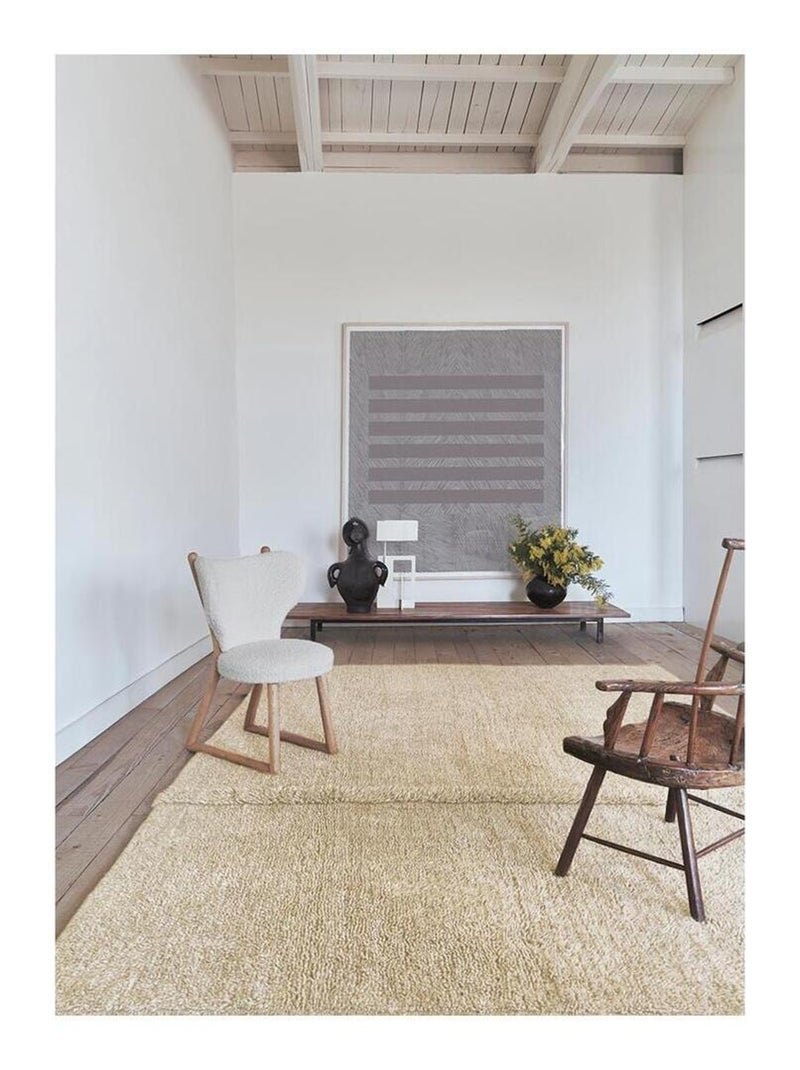 Tapis uni naturel en laine lavable en machine Tundra Beige - Kiabi