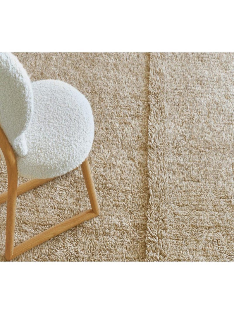 Tapis uni naturel en laine lavable en machine Tundra Beige - Kiabi