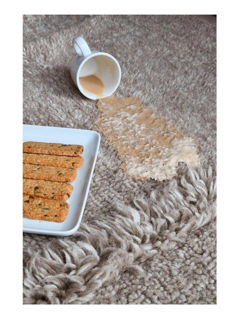 Tapis uni naturel en laine lavable en machine Tundra Gris - Kiabi