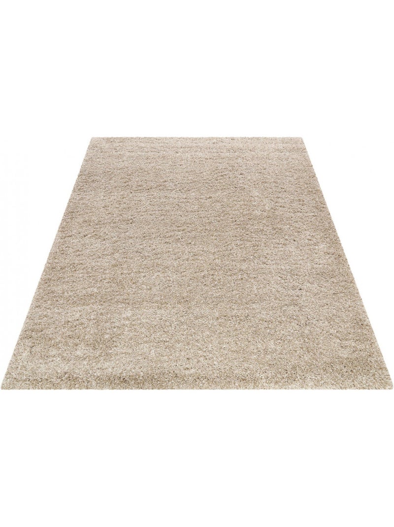 Tapis uni rectangle à longues mèches Live Nature Esprit Sable - Kiabi