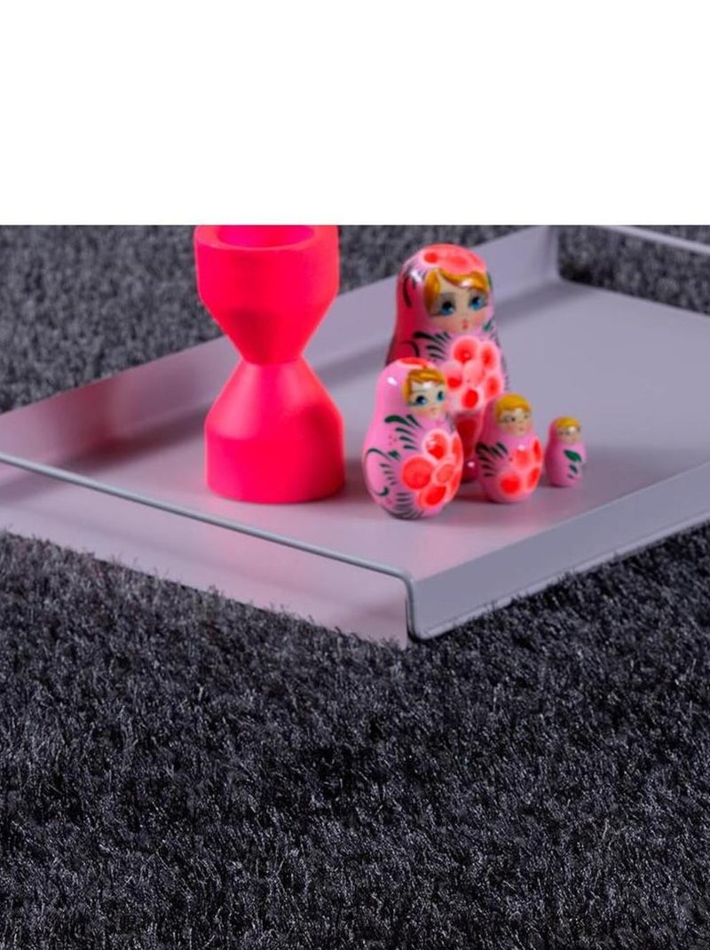 Tapis uni shaggy polyester rectangle intérieur Chiba Noir Gris anthracite - Kiabi