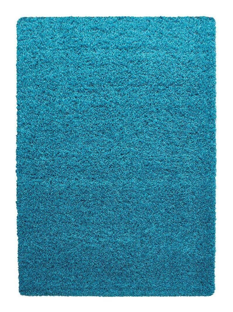 Tapis uni shaggy rectangle Aimee Bleu turquoise - Kiabi