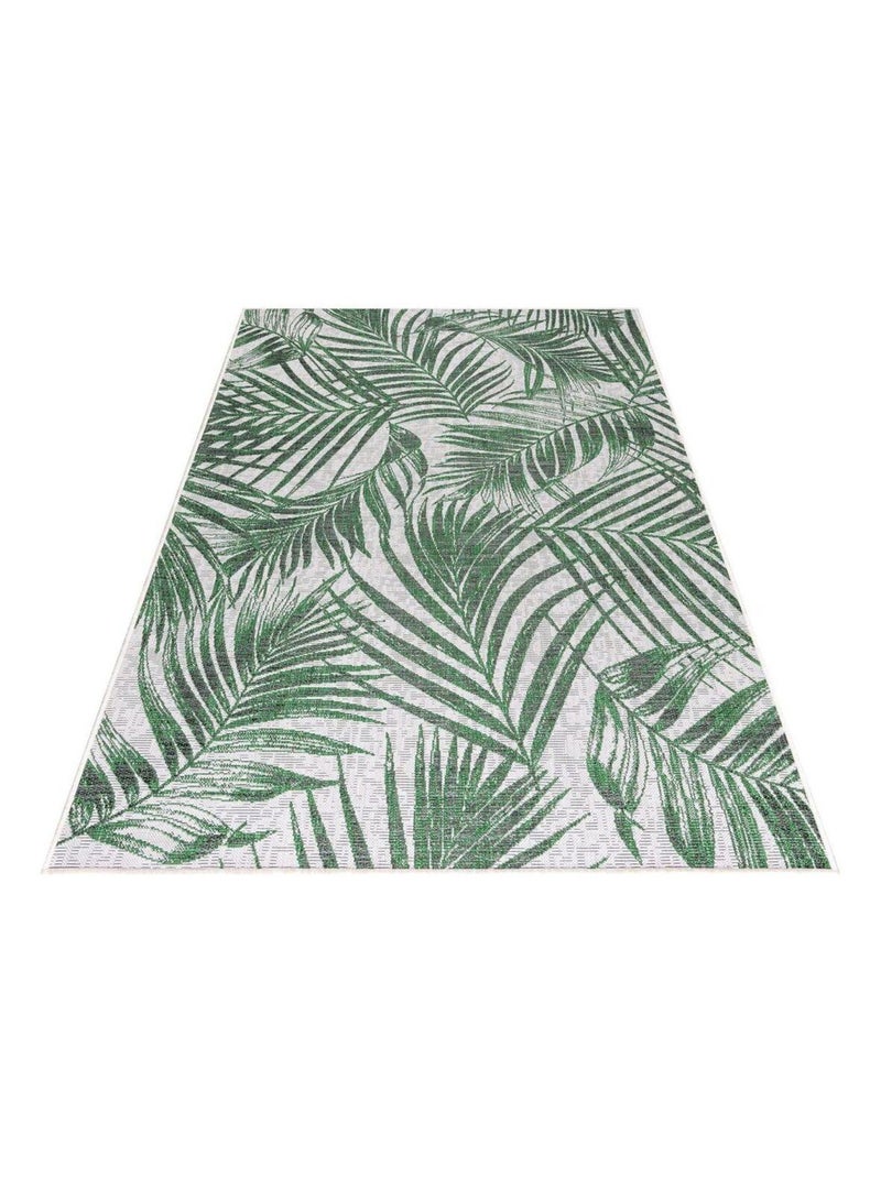 Tapis vert plat floral intérieur et extérieur Assya Vert - Kiabi