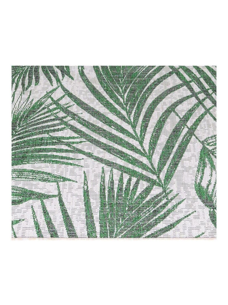 Tapis vert plat floral intérieur et extérieur Assya Vert - Kiabi