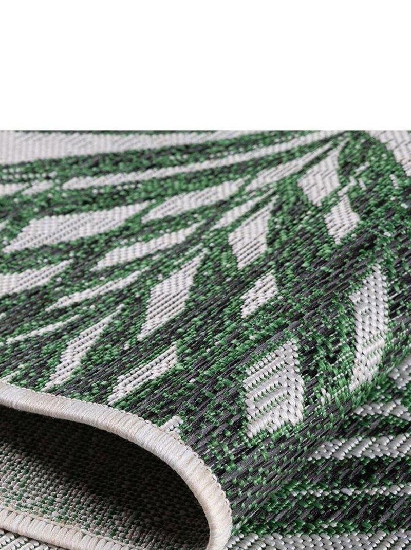 Tapis vert plat floral intérieur et extérieur Assya Vert - Kiabi