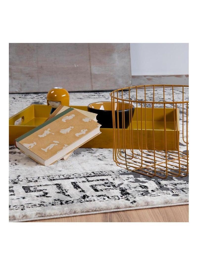 Tapis vintage avec effet 3D taupe rectangle Burundi Gris - Kiabi