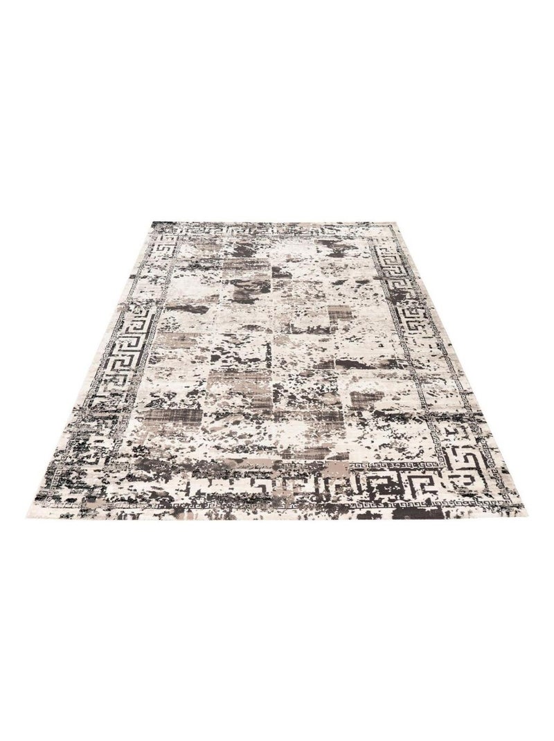 Tapis vintage avec effet 3D taupe rectangle Burundi Gris - Kiabi