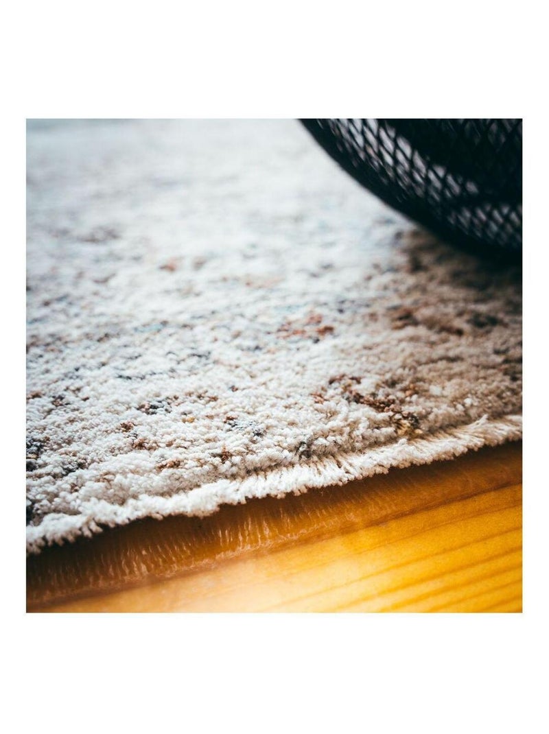 Tapis vintage avec franges beige rayé Jaya Beige - Kiabi