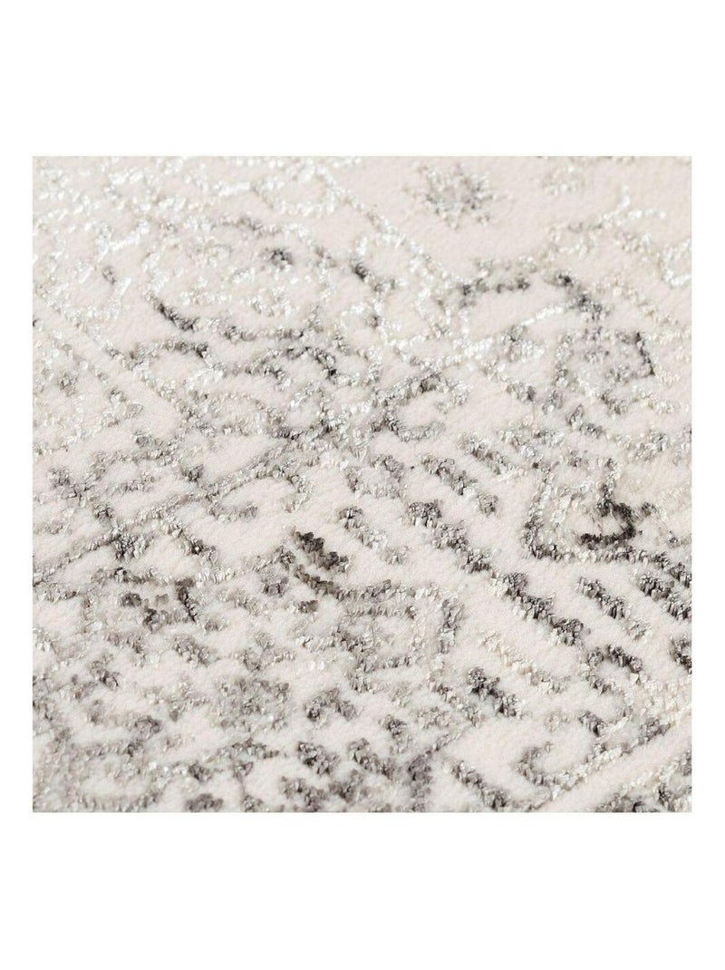 Tapis vintage avec franges doux rayé Jasper Gris - Kiabi