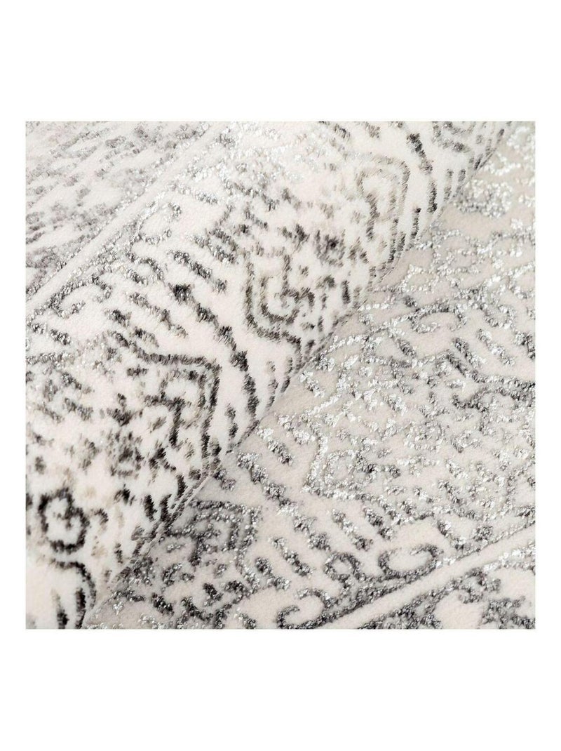 Tapis vintage avec franges doux rayé Jasper Gris - Kiabi